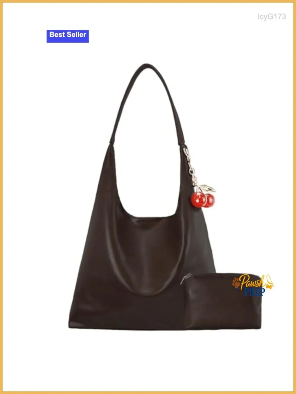 Vegan Leather Hobo Bag Cherry Purse Slouchy Shoulder Tote Crossbody